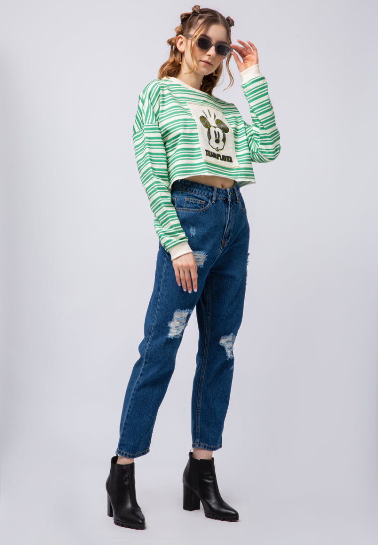 Ripped Straight Denim Pants