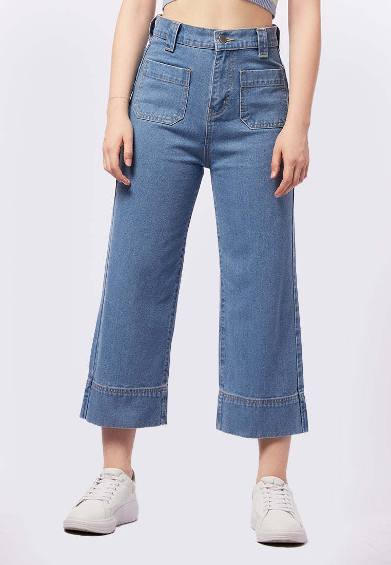 Straight Crop Denim with Pocket