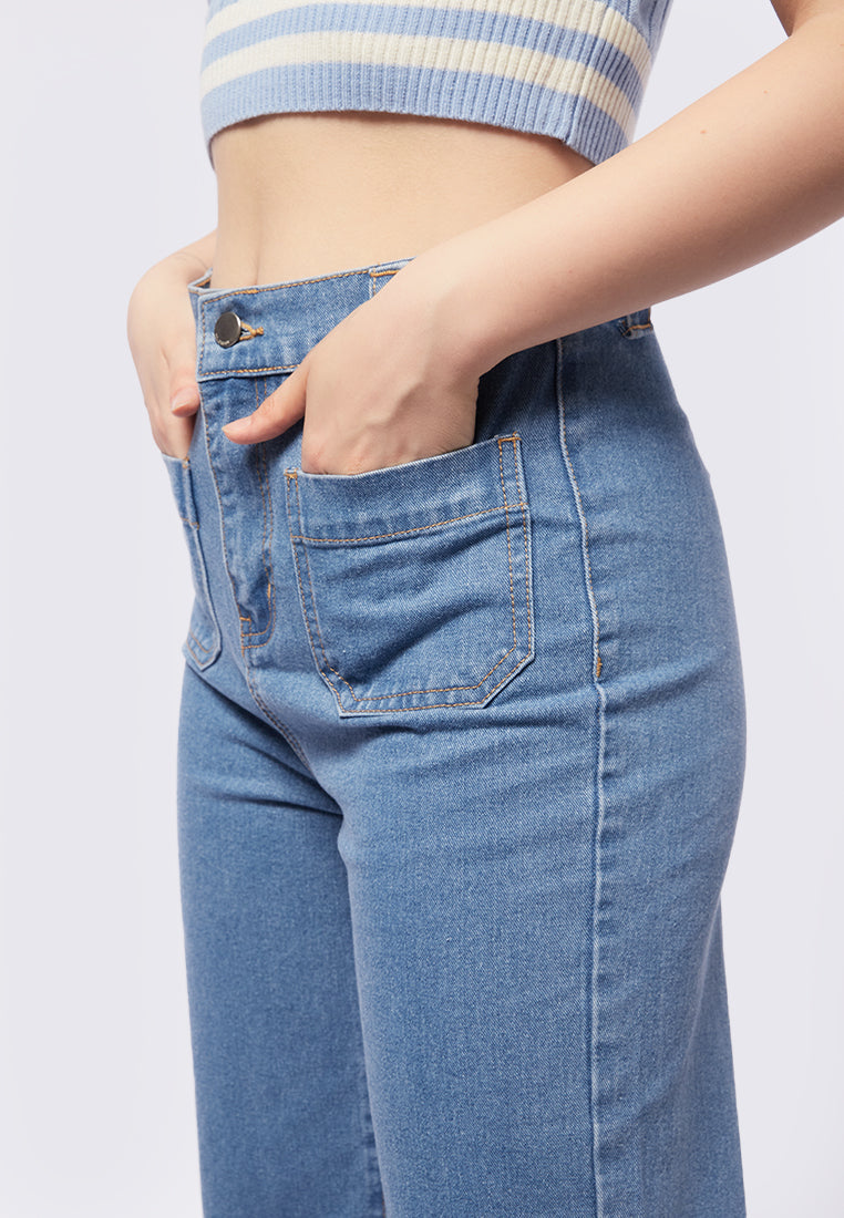 Straight Crop Denim with Pocket