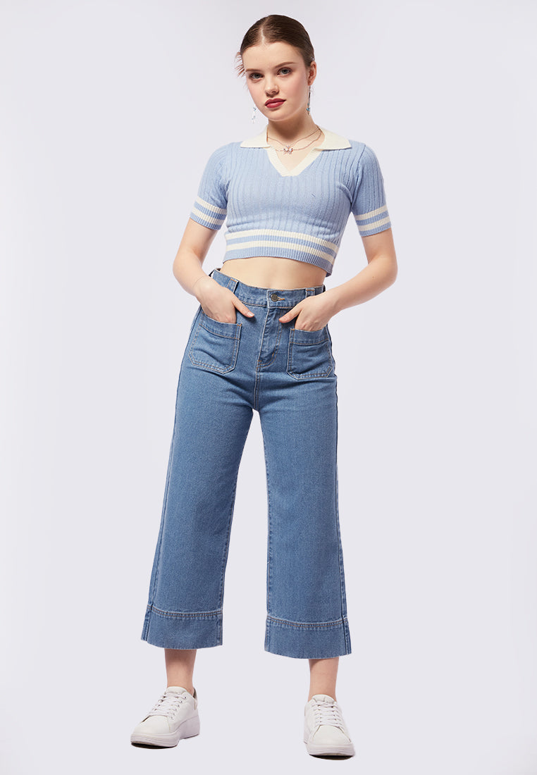 Straight Crop Denim with Pocket