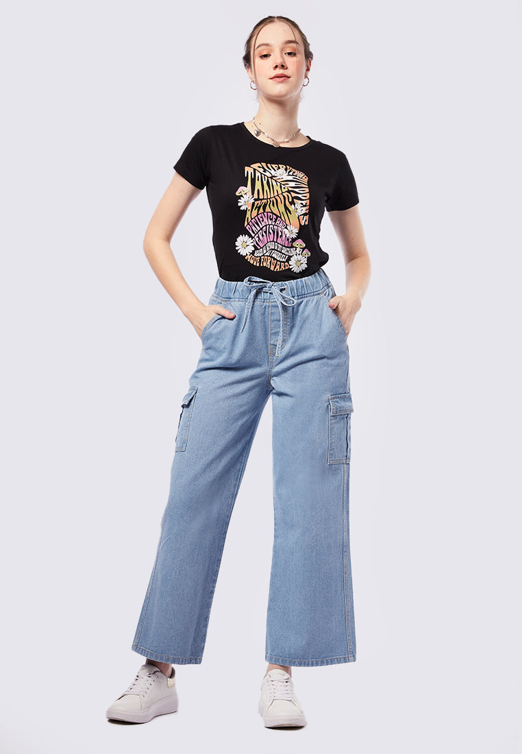 Cargo Drawstring Jeans