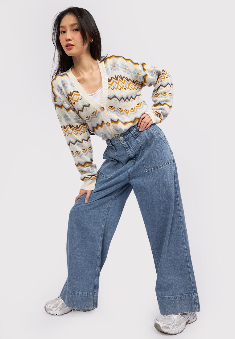 Loose Denim Pants with Patch Pocket
