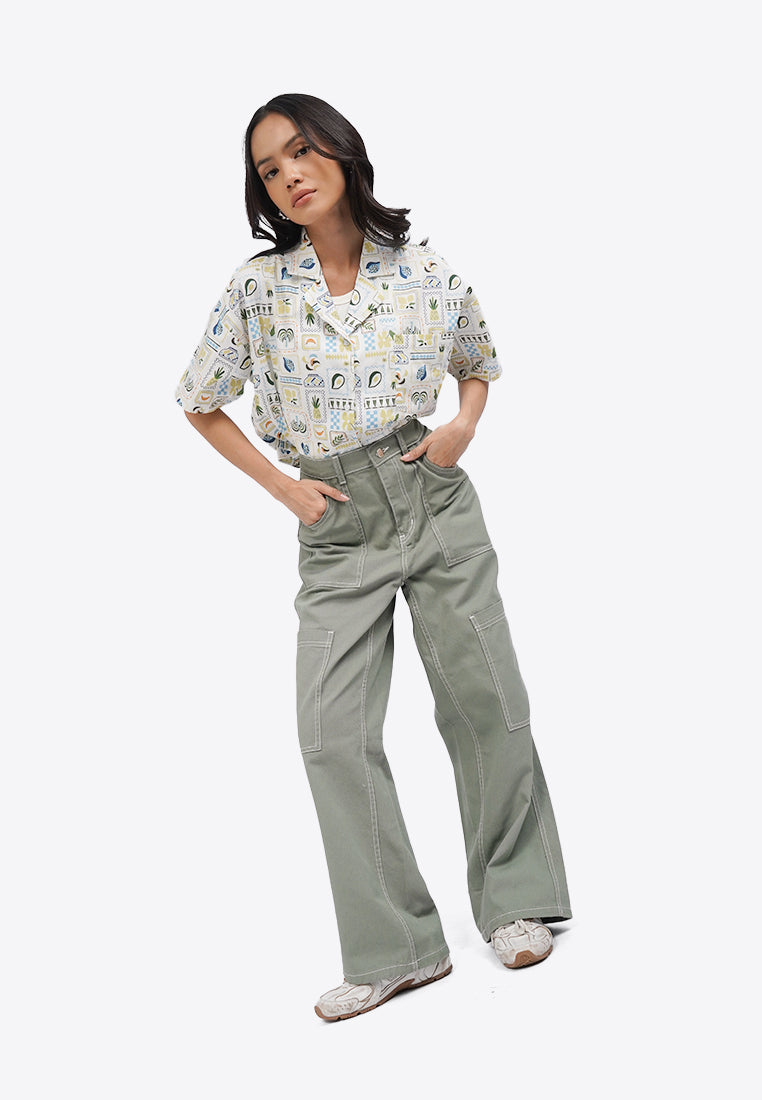 Loose Cargo Denim Pants