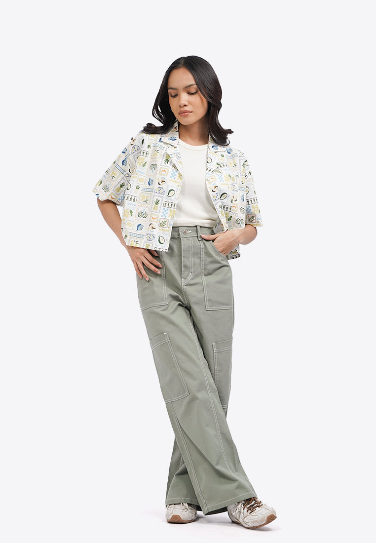 Loose Cargo Denim Pants