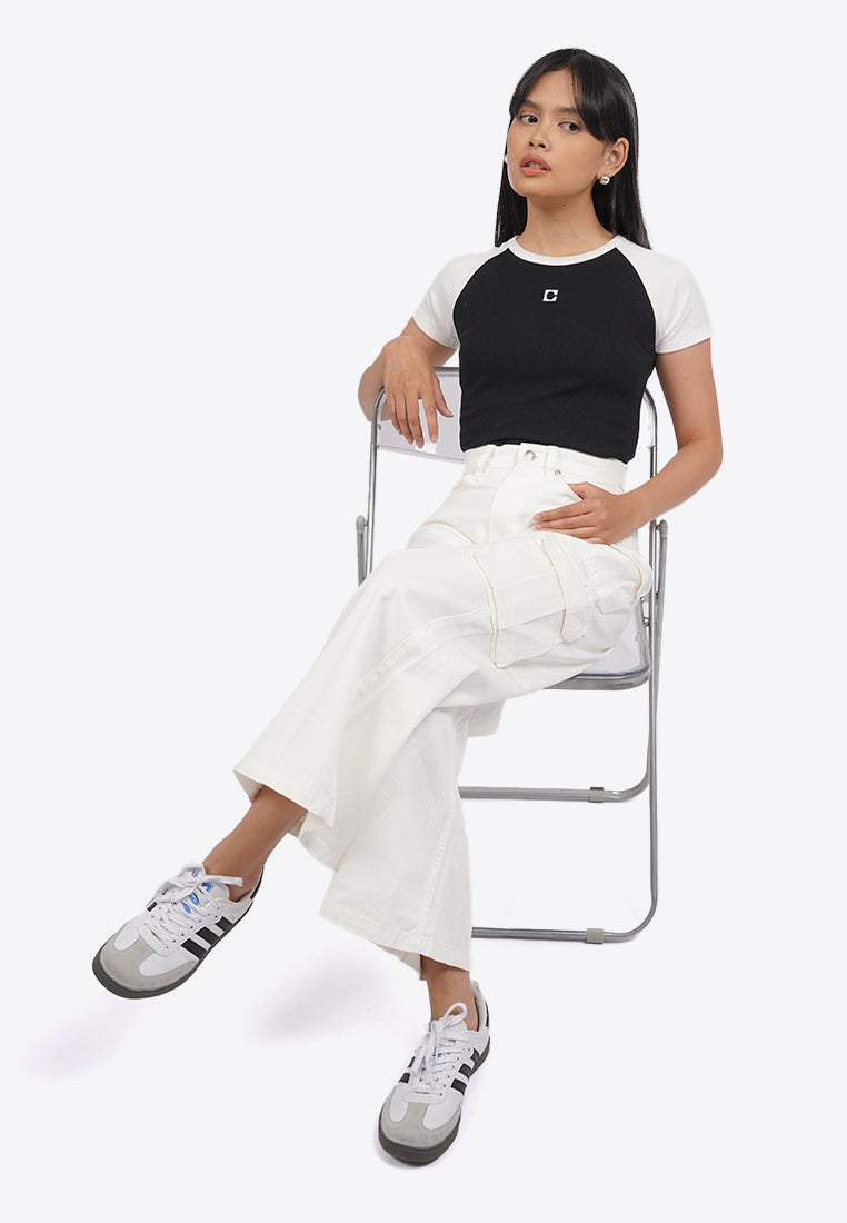 Wide Leg Denim Cargo Pants