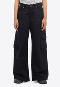 Wide Leg Denim Cargo Pants