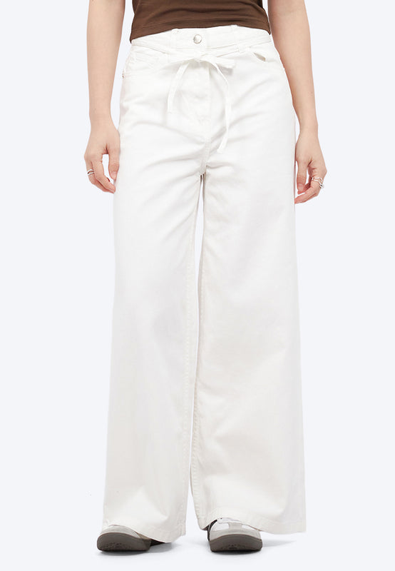 Wide Leg Denim Pants with Belt