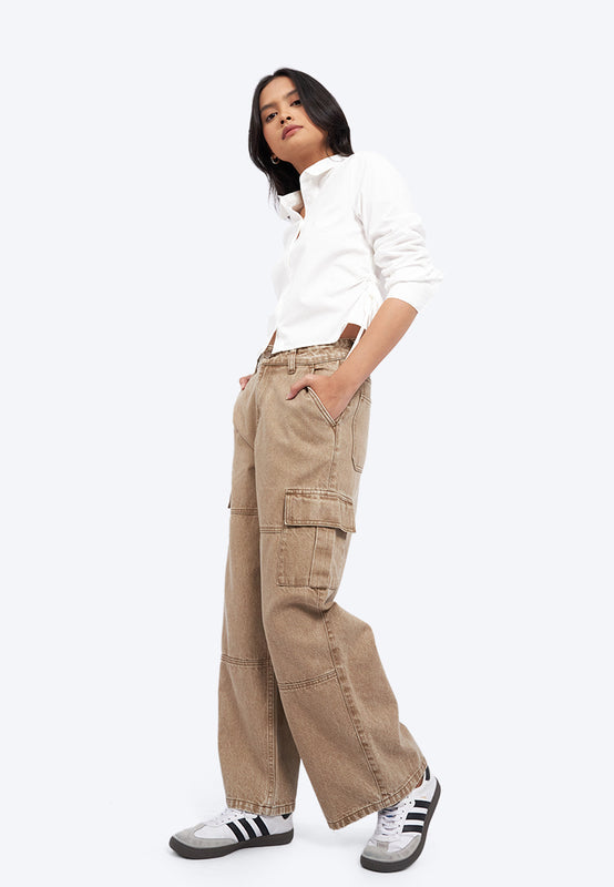 Straight Cargo Denim Pants