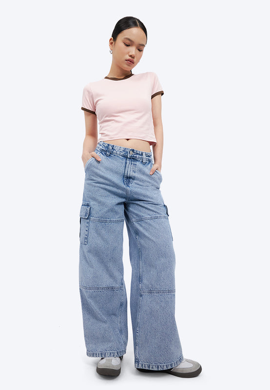 Straight Cargo Denim Pants