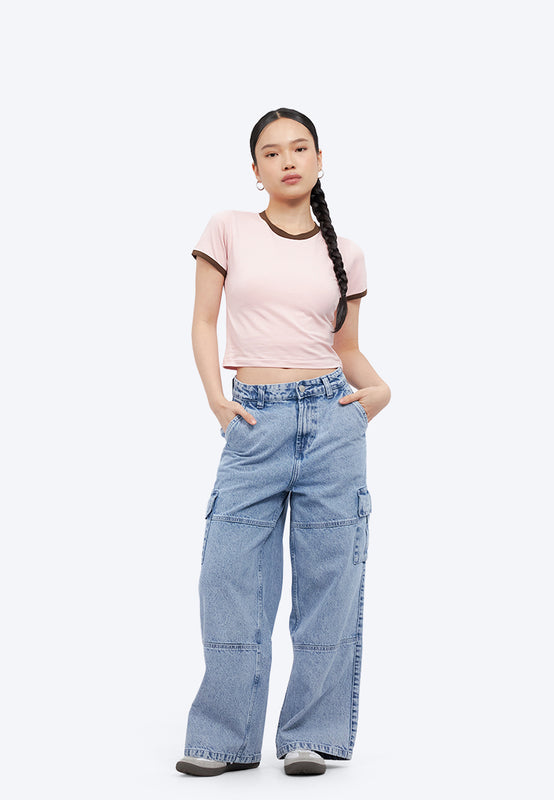 Straight Cargo Denim Pants
