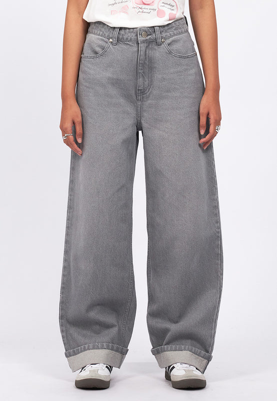 Turn Up Hem Straight Denim Pants