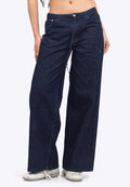Wide Leg Drawstring Denim Pants