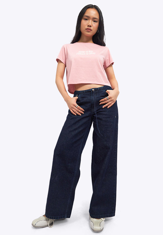 Wide Leg Drawstring Denim Pants