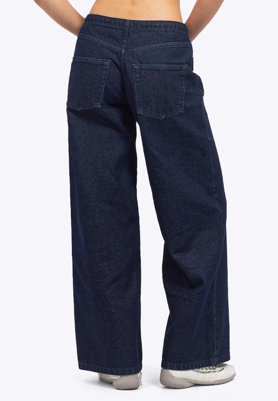 Wide Leg Drawstring Denim Pants