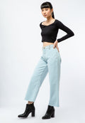 Denim Cullote with Unfinished Bottom
