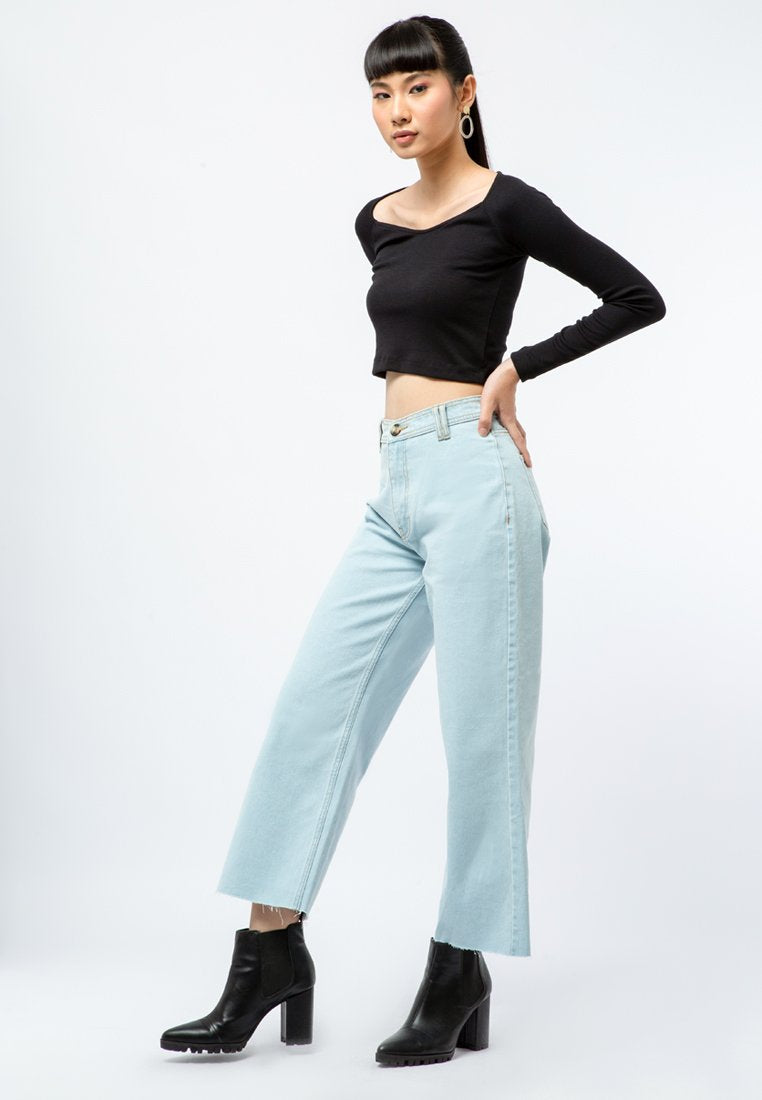 Denim Cullote with Unfinished Bottom