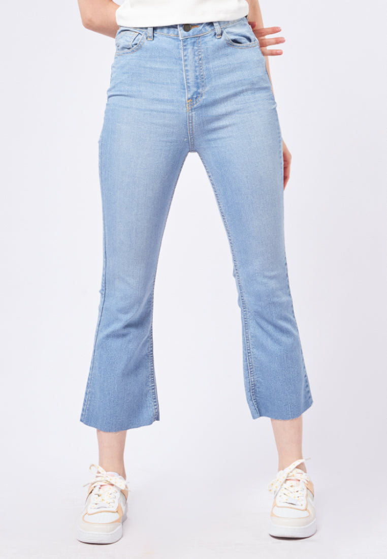 Cropped Flare Denim Pants