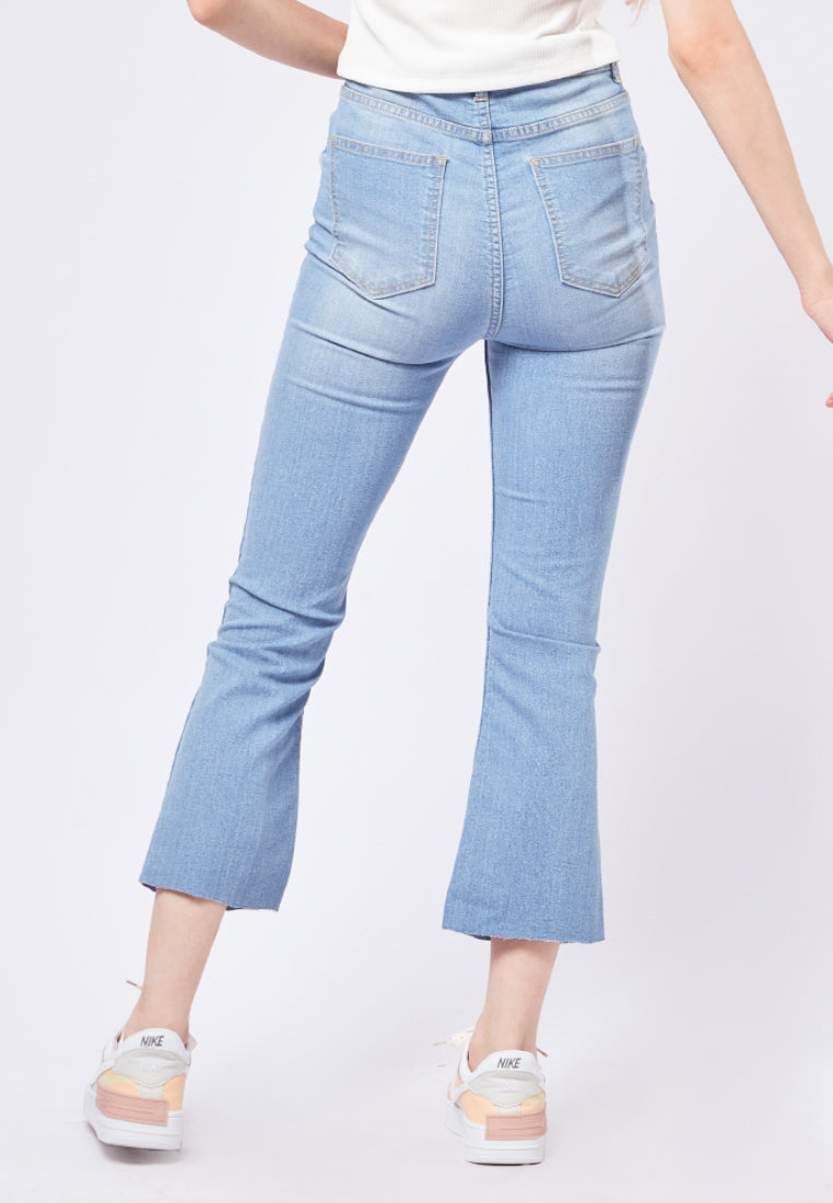 Cropped Flare Denim Pants