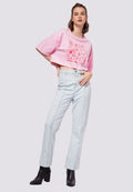 Crease Leg Straight Fit Denim Pants
