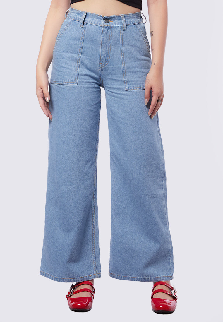 Wide Leg Denim with Patch Pocket