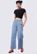 Wide Leg Denim with Patch Pocket