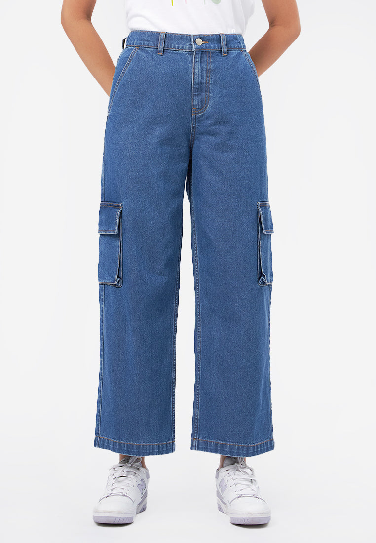 Cargo Denim Pants Med Blue