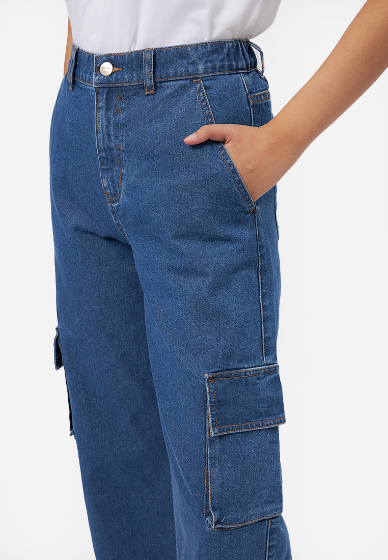 Cargo Denim Pants Med Blue