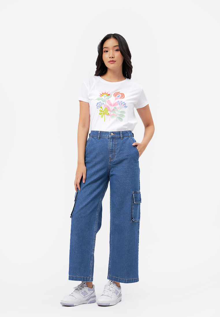 Cargo Denim Pants Med Blue