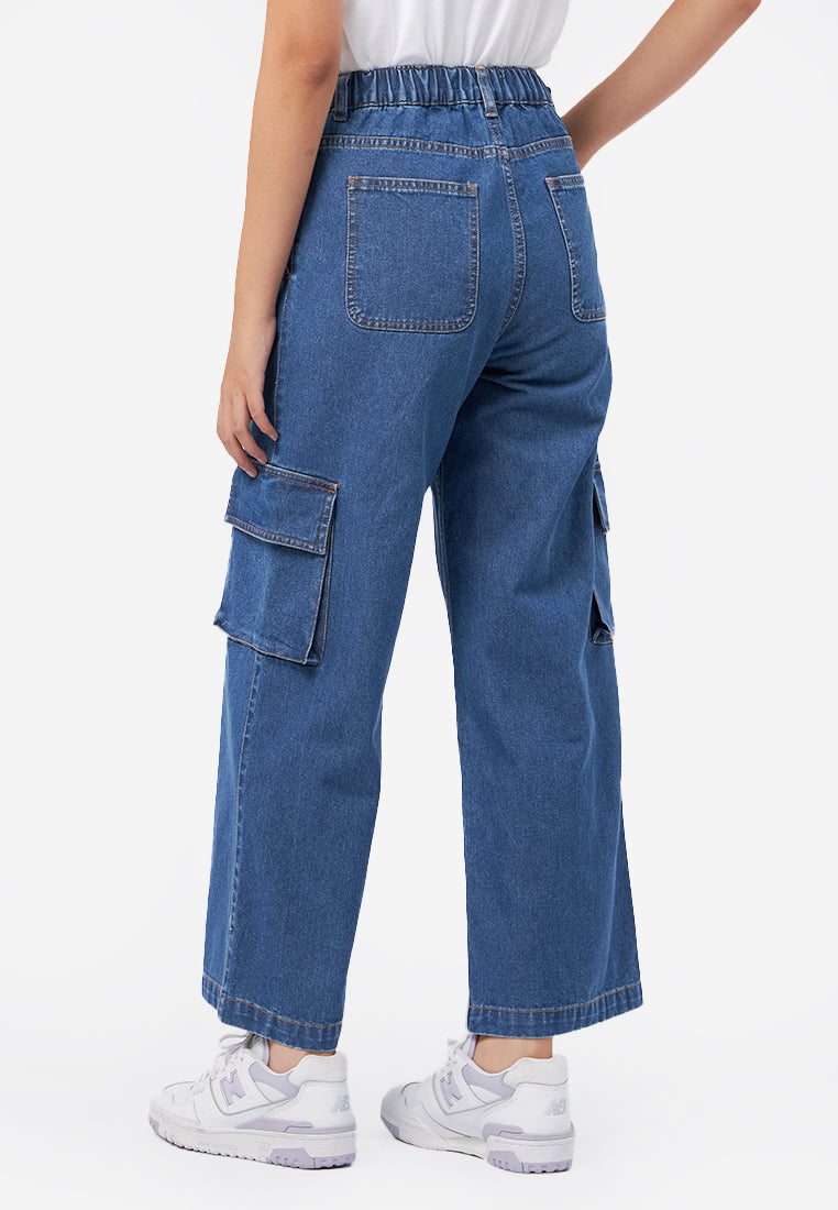 Cargo Denim Pants Med Blue