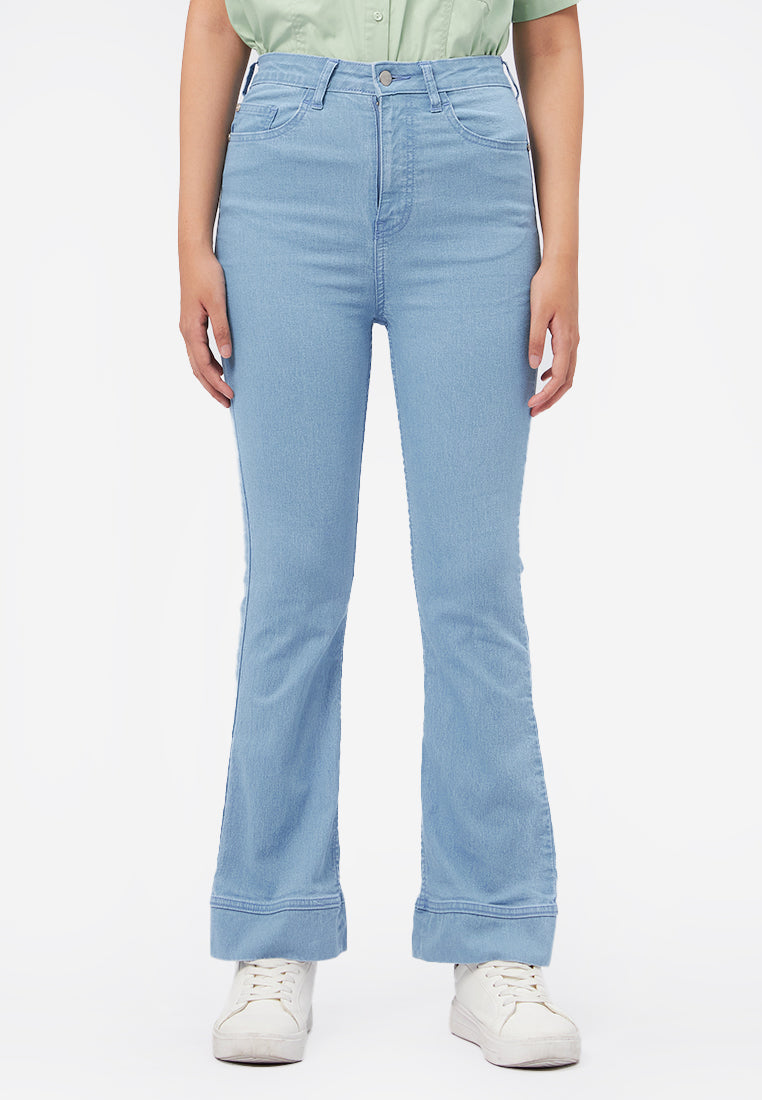 High Waist Flared Denim Pants L.Blue