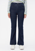 High Waist Flared Denim Pants Dark Blue