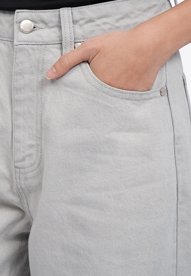 Mid Rise Barrel Denim Pants
