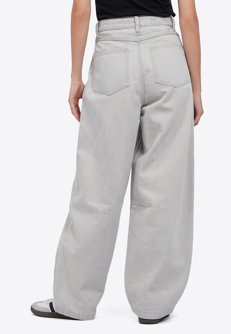 Mid Rise Barrel Denim Pants