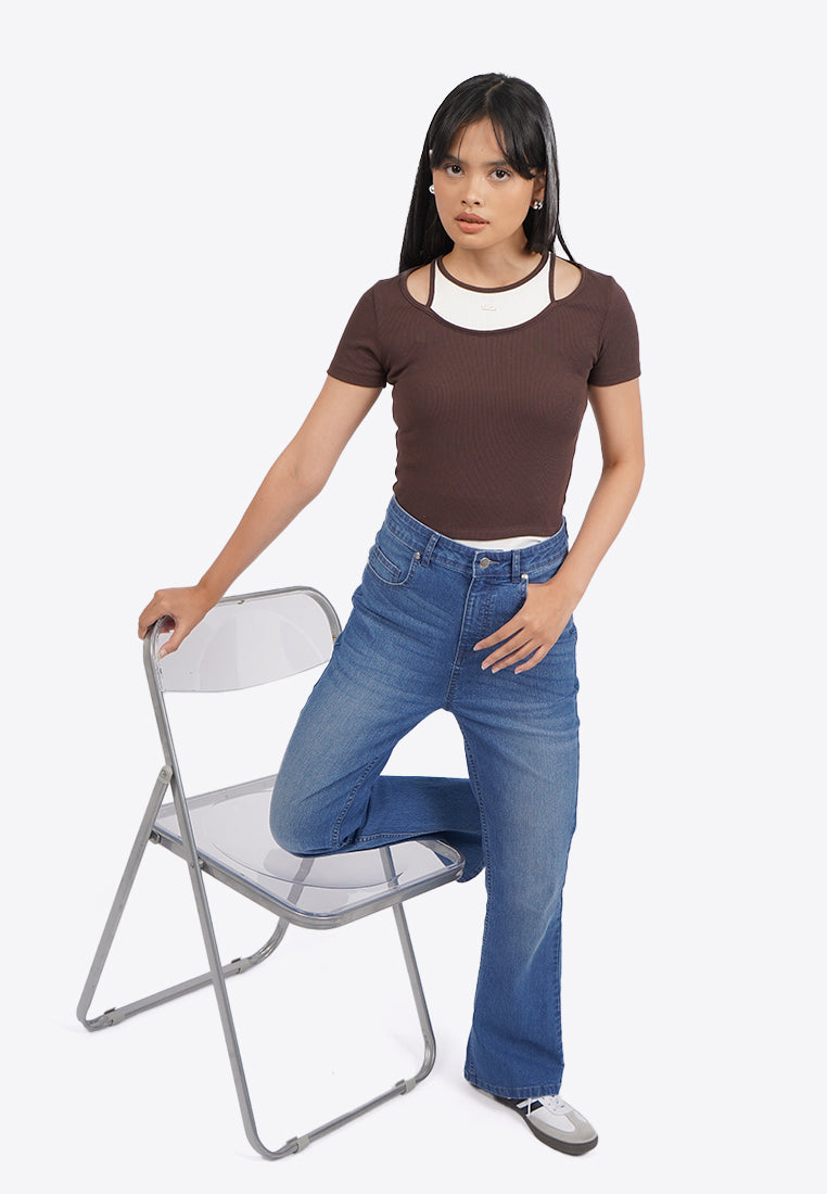 Regular Fit Flare Denim Pants