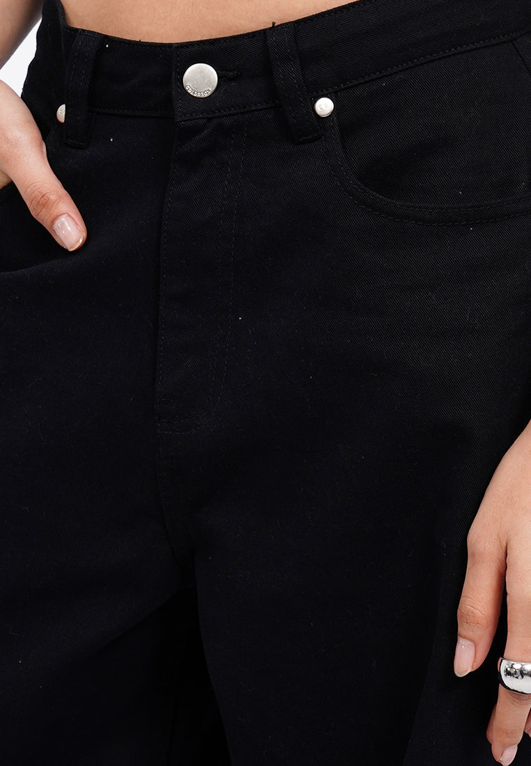 Mid Rise Barrel Denim Pants