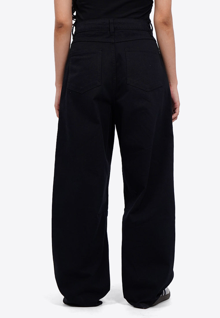 Mid Rise Barrel Denim Pants