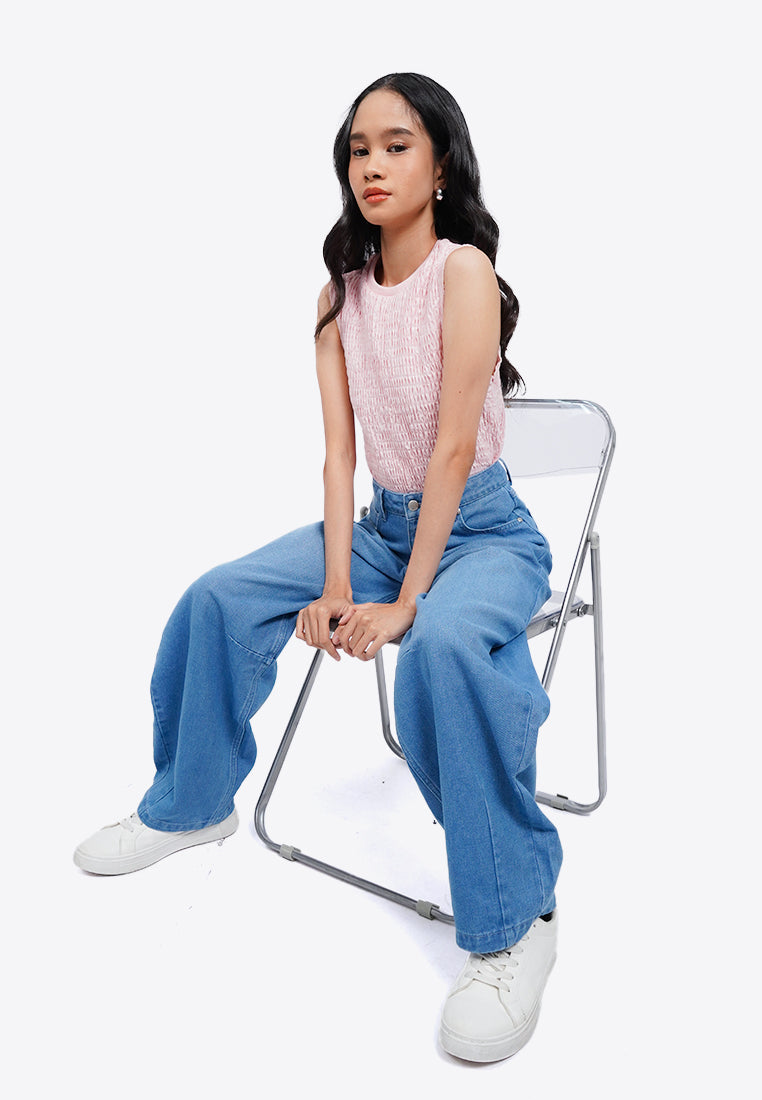 Mid Rise Barrel Denim Pants