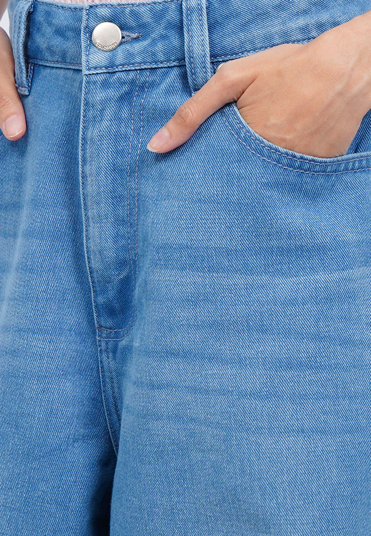 Mid Rise Barrel Denim Pants