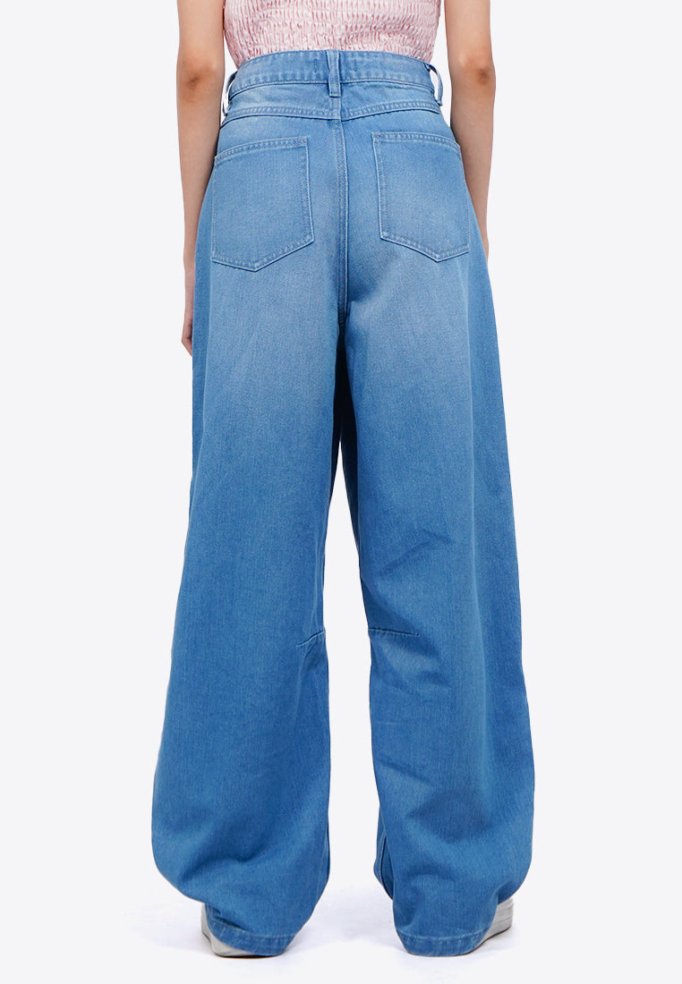 Mid Rise Barrel Denim Pants