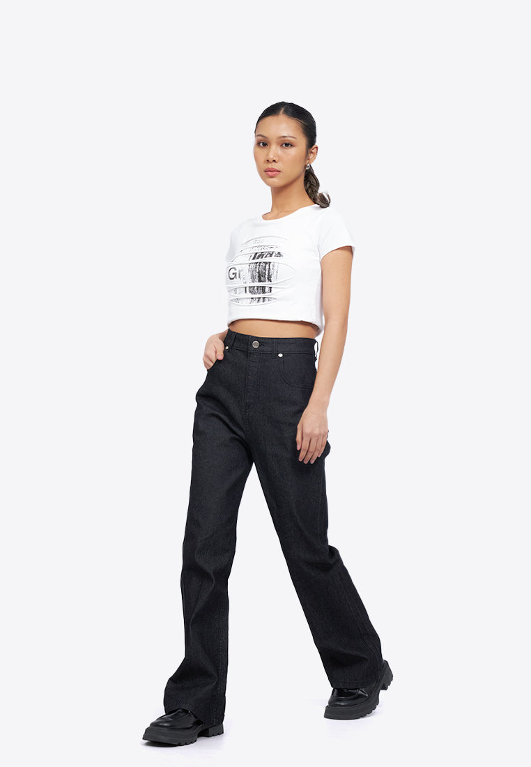 Regular Fit Flared Denim Pants