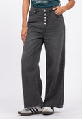 Straight Denim Pants with Button Opening
