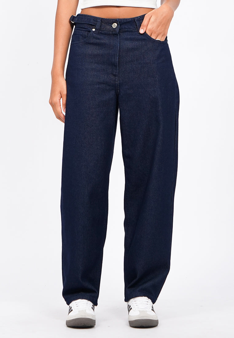 Skater Denim Pants with Side Buckle