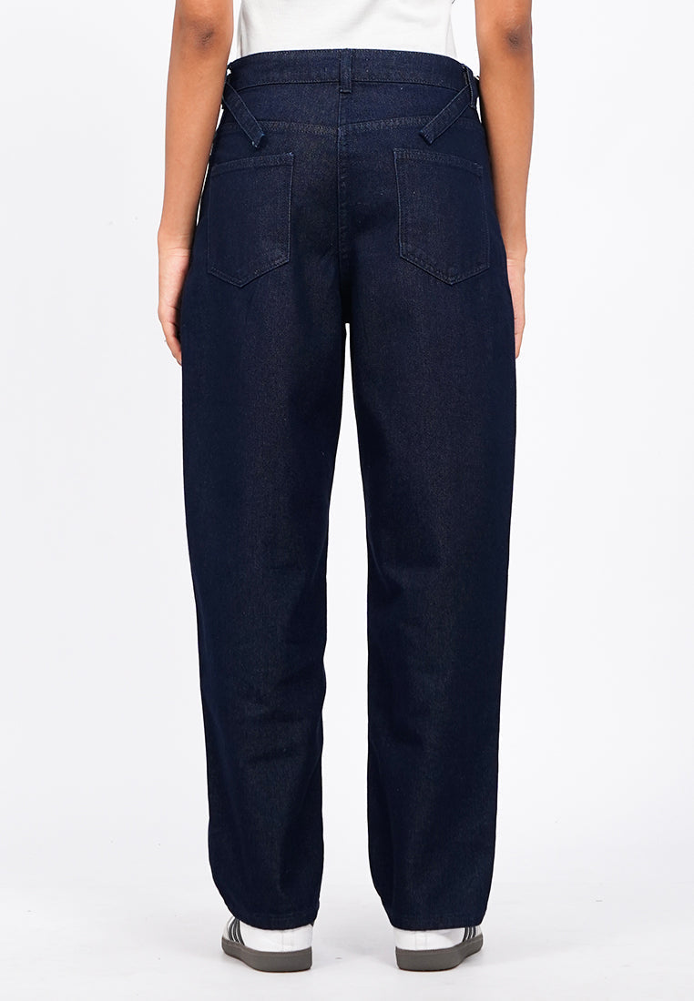 Skater Denim Pants with Side Buckle