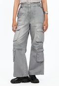 Wide Leg Cargo Denim Pants