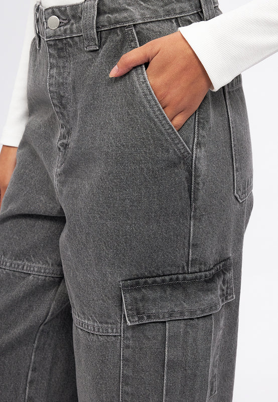 Straight Fit Cargo Denim Pants