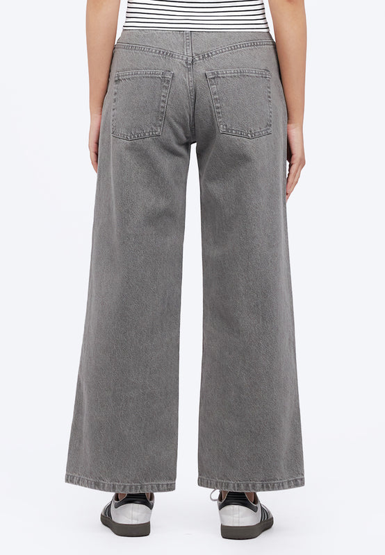 Wide Leg Drawstring Denim Pants
