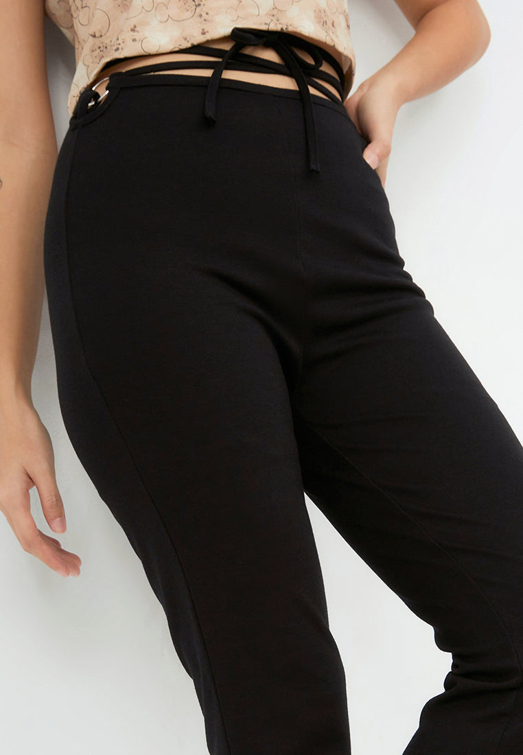 Flare Trousers with Ring Details