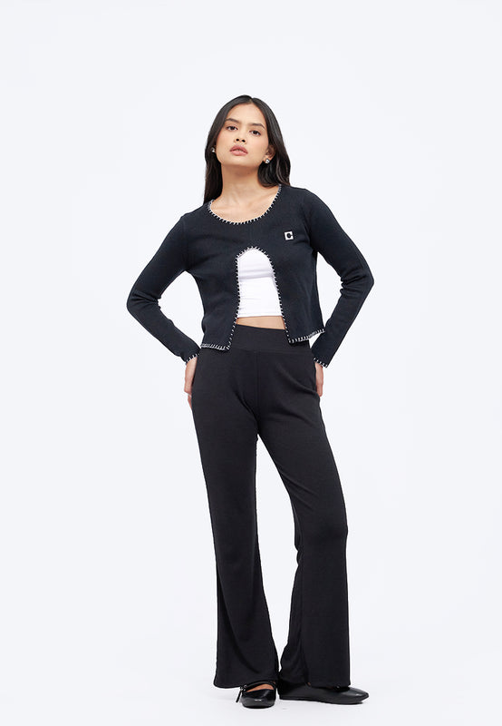 Regular Fit Flared Knit Pants