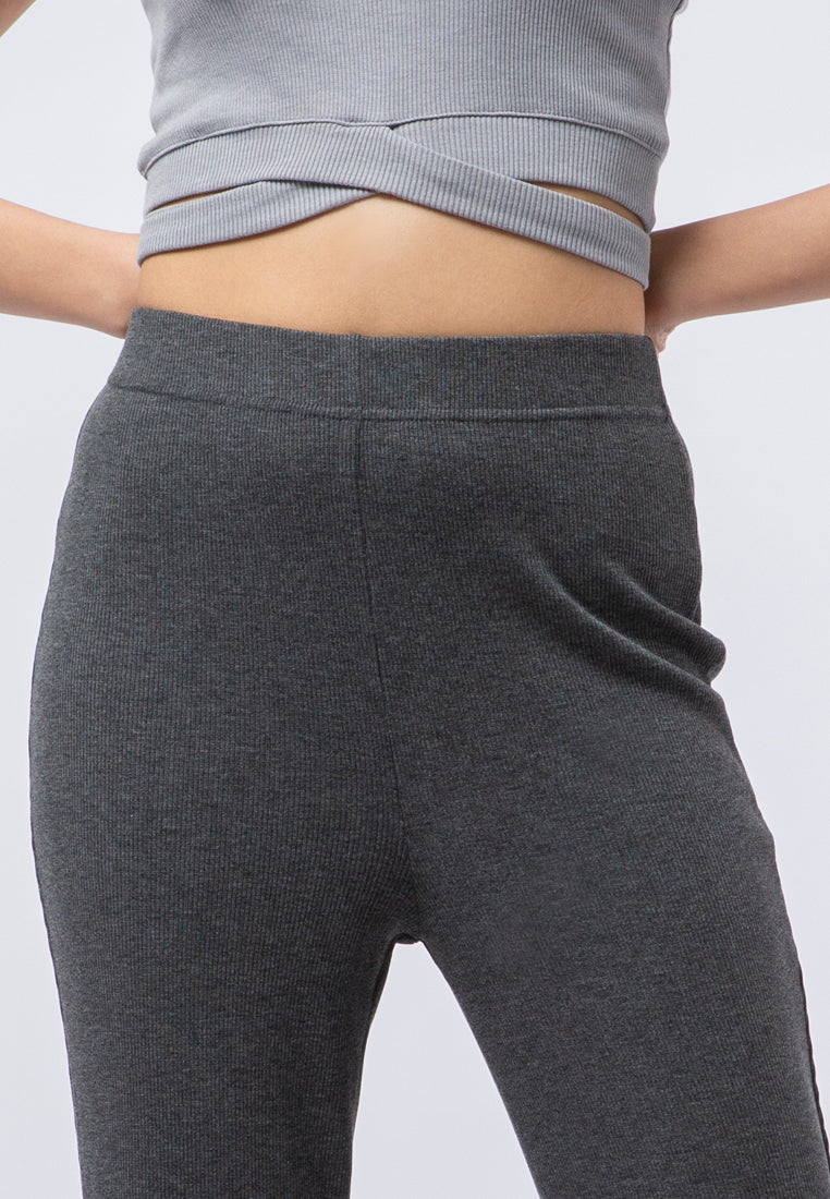 Ribbed Flare Trousers