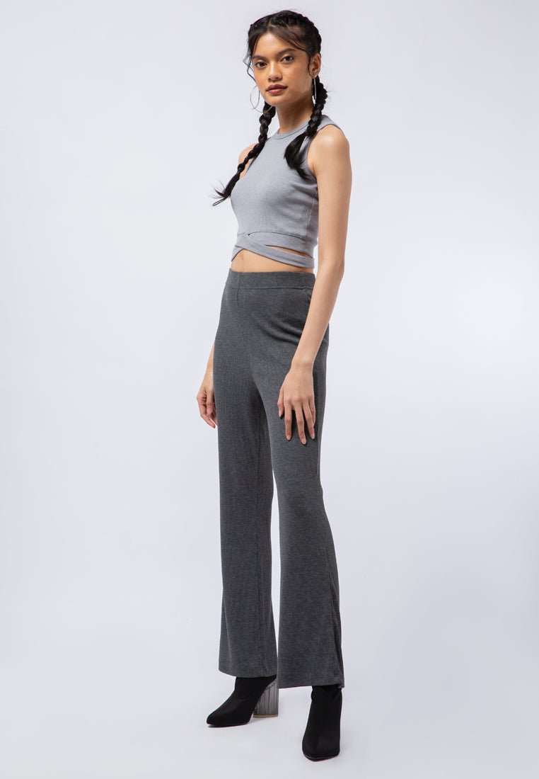 Ribbed Flare Trousers